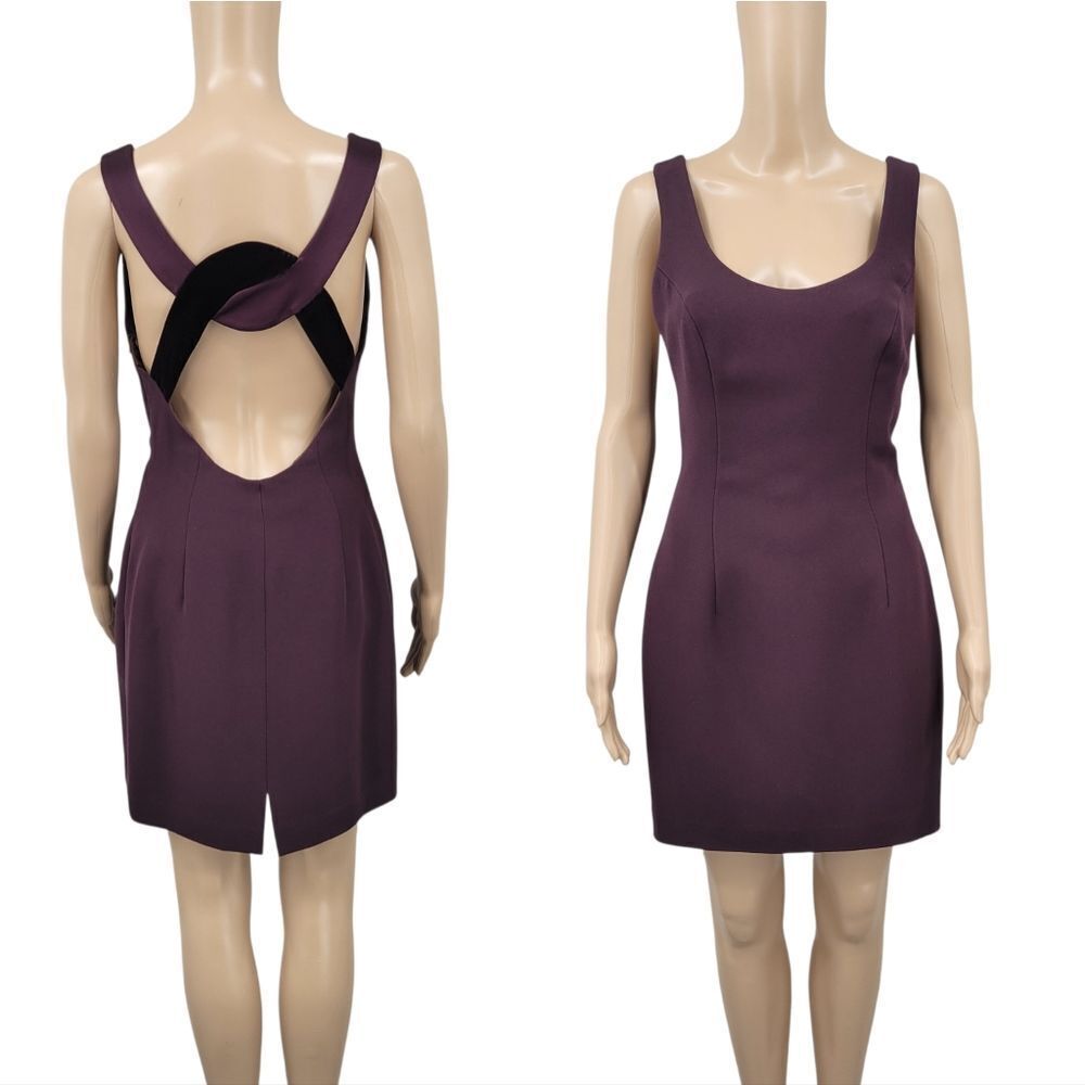 Andrea Polizzi Vintage Elegant Chocolate Brown Mini Cocktail Dress Open Back